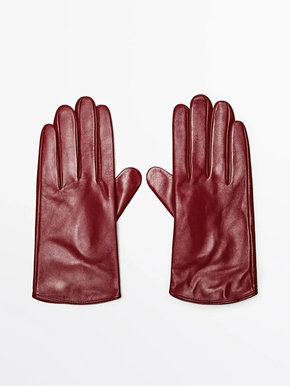 NWT. Massimo Dutti Red Gloves Made from Nappa-Finished Goatskin Leather. Size M.